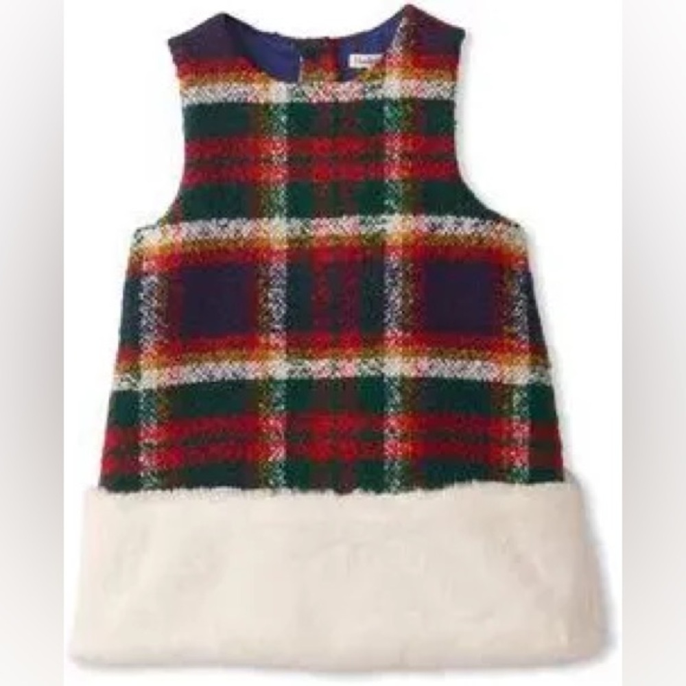 Hatley Celebration Plaid Faux Fur Party Dress